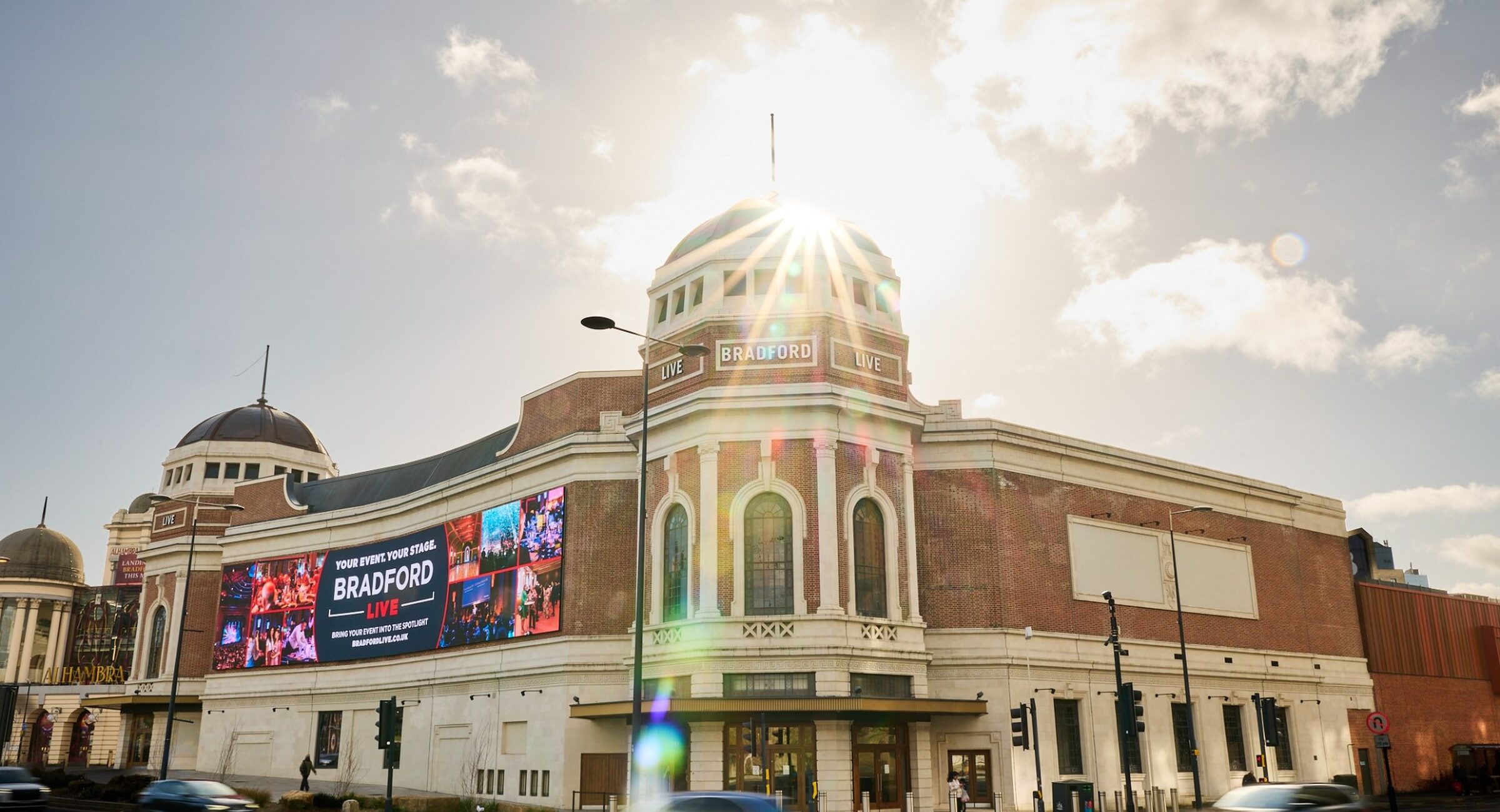 External shot of Bradford Live with a sunny sky